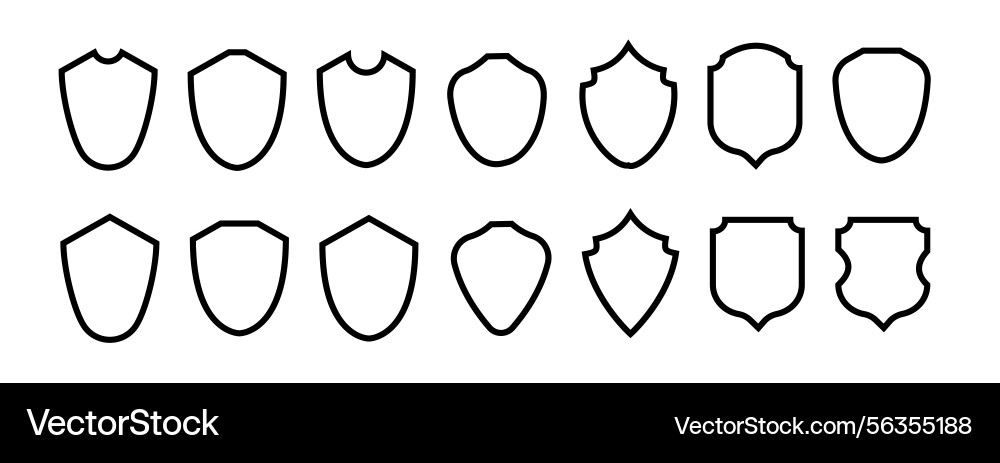 Shield frame set collection signs empty vector image