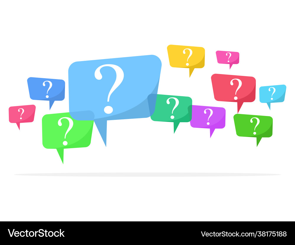 Speech bubbles with multicolored question marks Speech bubbles with multicolored question marks Vector Image