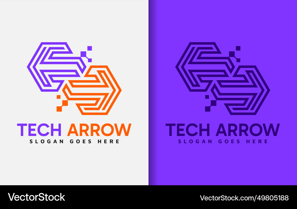 Tech arrow logo design abstract minimalist two Tech arrow logo design abstract minimalist two vector image