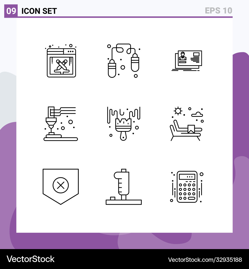 User interface pack 9 basic outlines color Vector Image