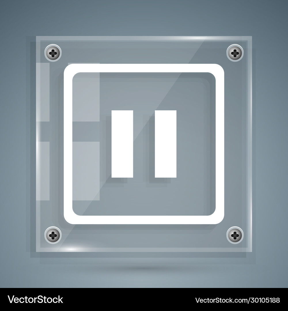 White pause button icon isolated on grey Vector Image