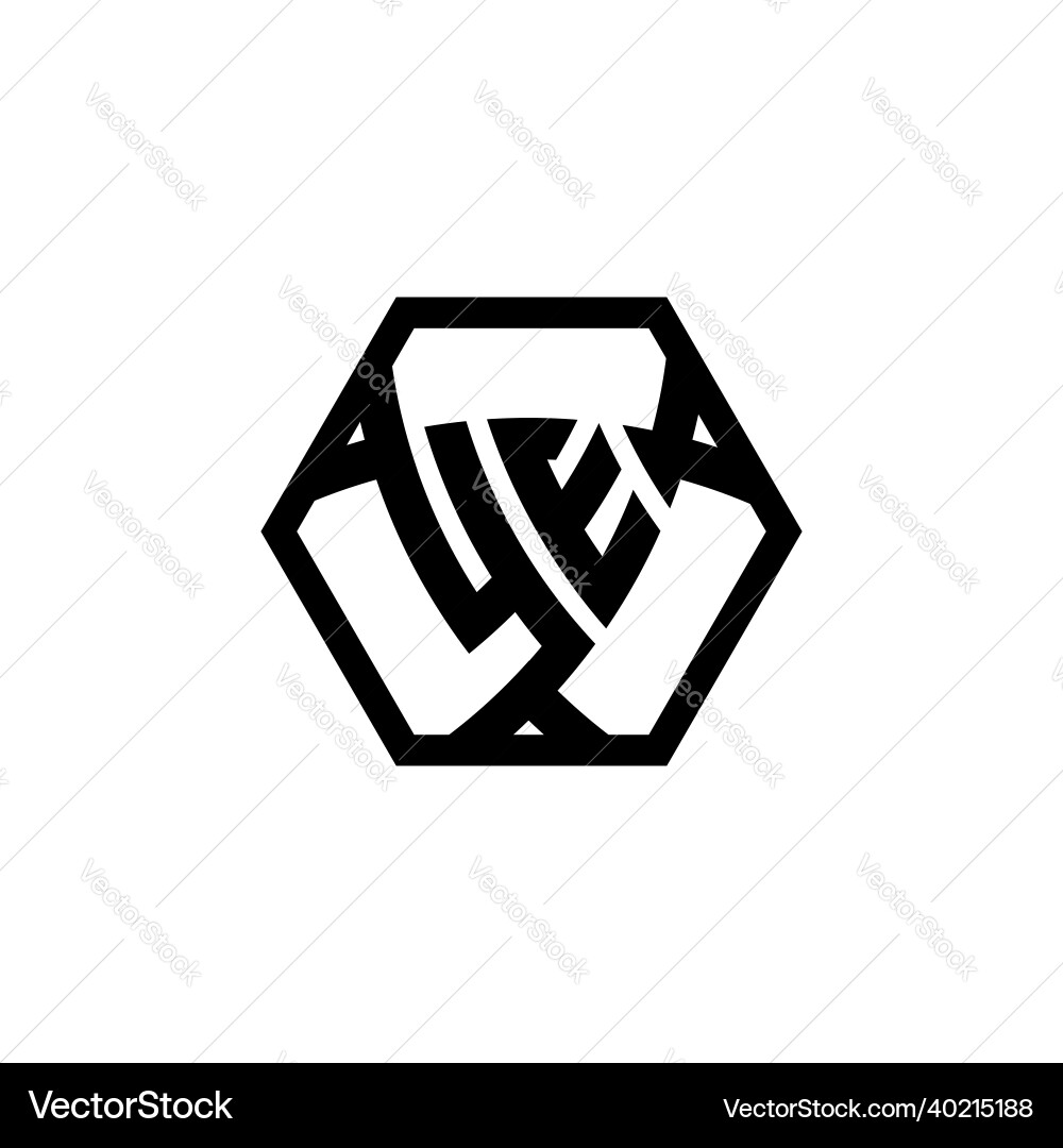 Ye logo monogram triangle shield hexagonal style Vector Image