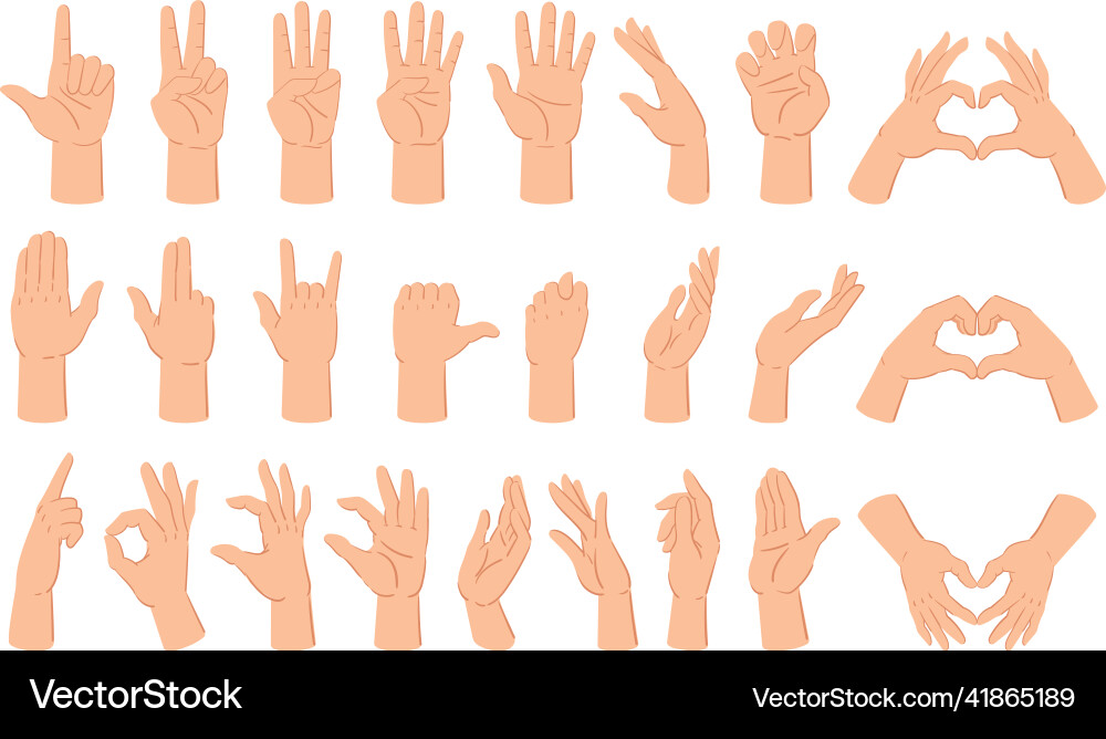 Cartoon hands gesture hand poses thumb up vector image