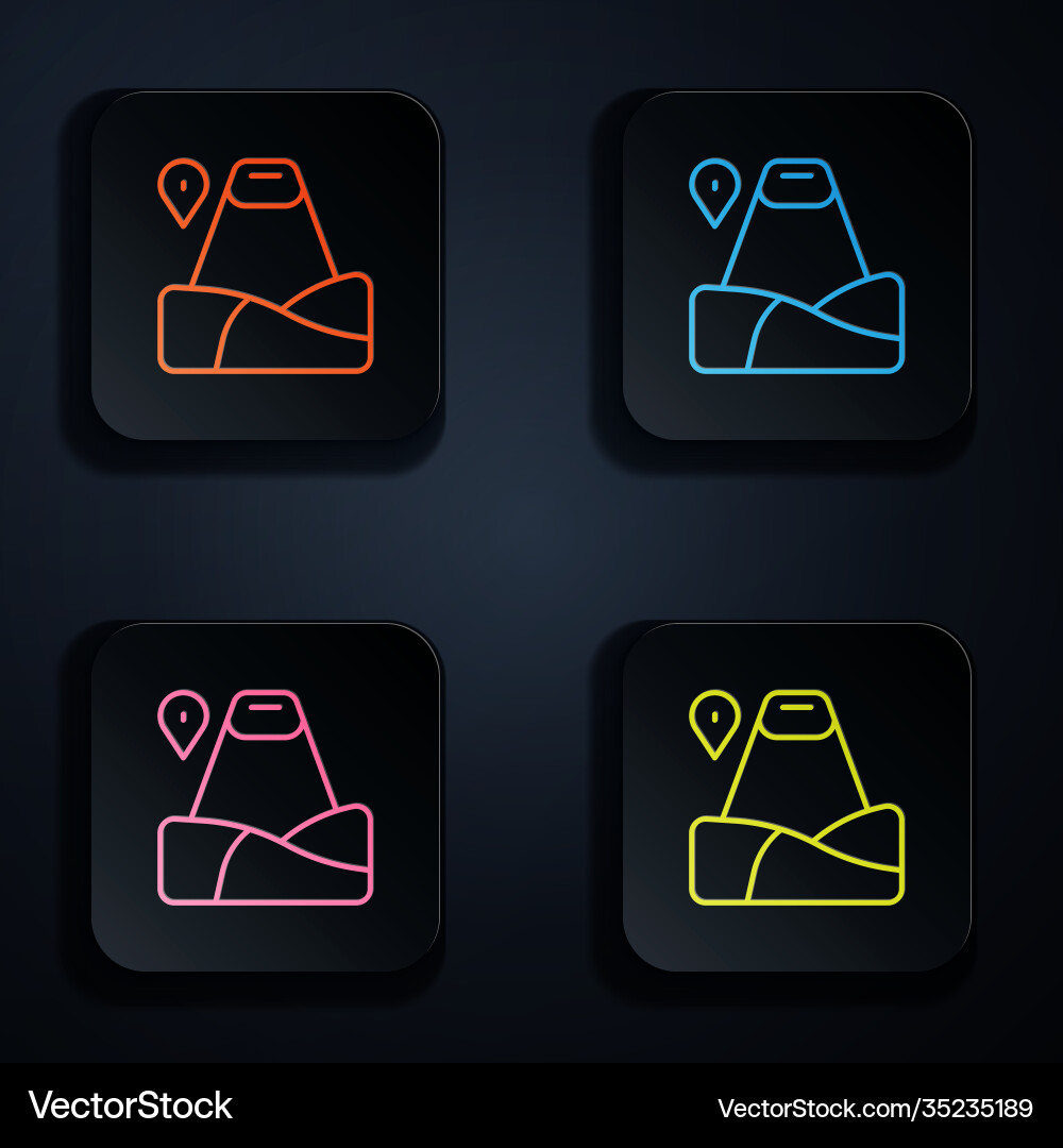 Color neon line map pointer with mountain icon Color neon line map pointer with mountain icon vector image