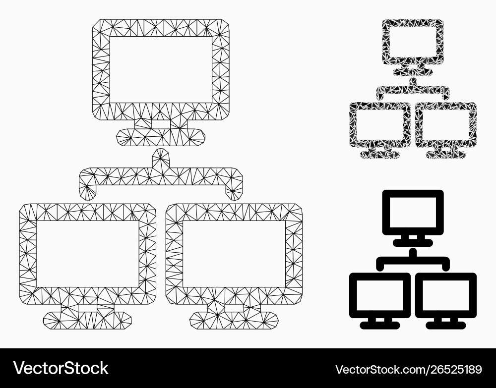 Computer network group mesh wire frame vector image