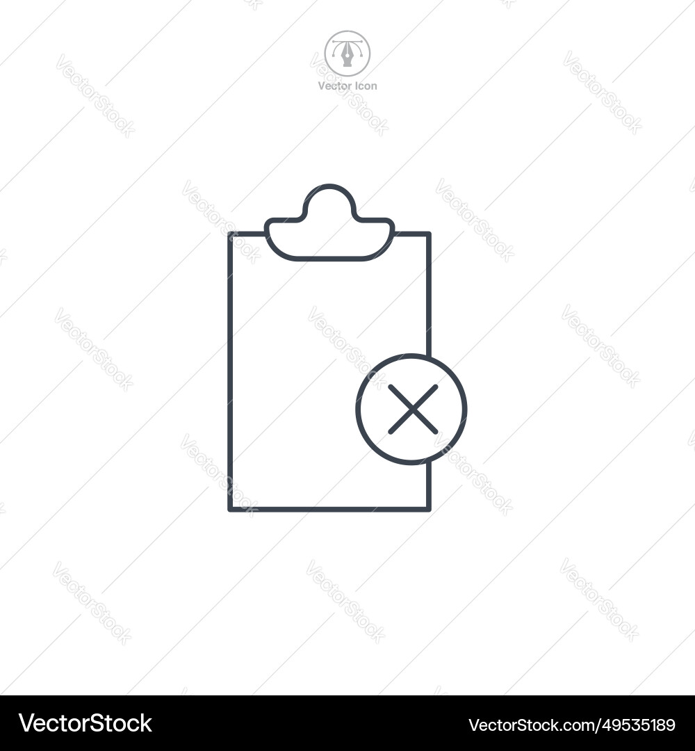 Cross mark on document icon symbol isolated Cross mark on document icon symbol isolated Vector Image