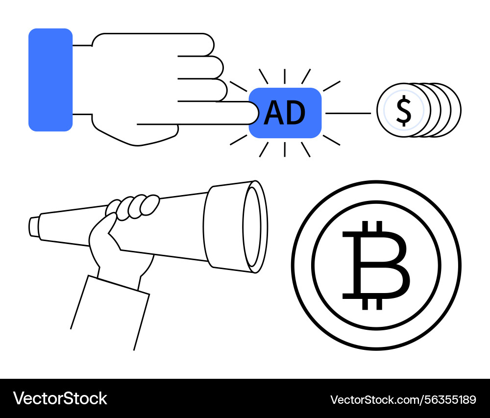 Digital advertising concept with click action Digital advertising concept with click action vector image