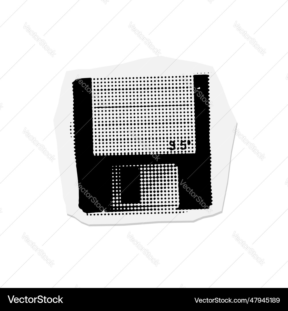 Halftone Floppy Disk Icon - Retro Dot Pattern vector image