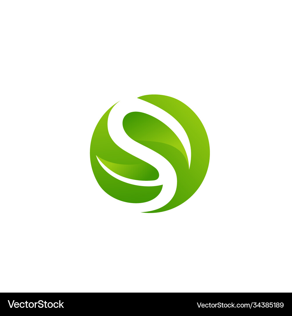 Initial letter s leaf logo design Royalty Free Vector Image