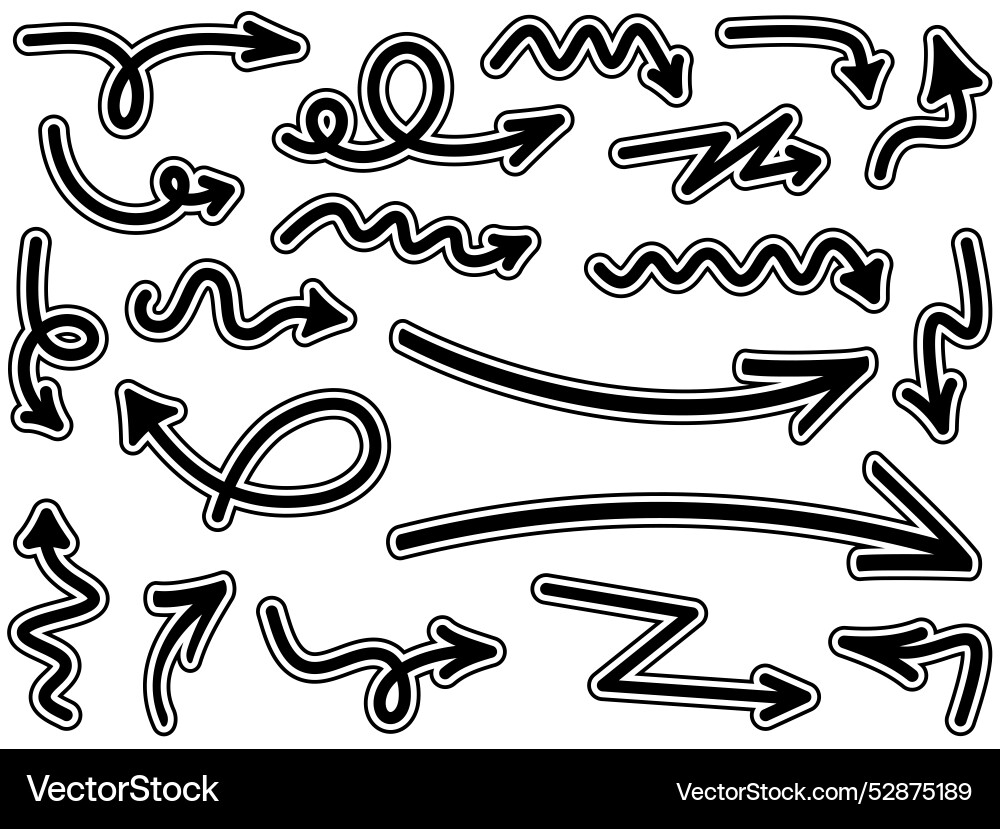 Kreative Wavy und Schleifen schwarze Pfeilsymbole Kreative Wavy und Schleifen schwarze Pfeilsymbole vektorbild