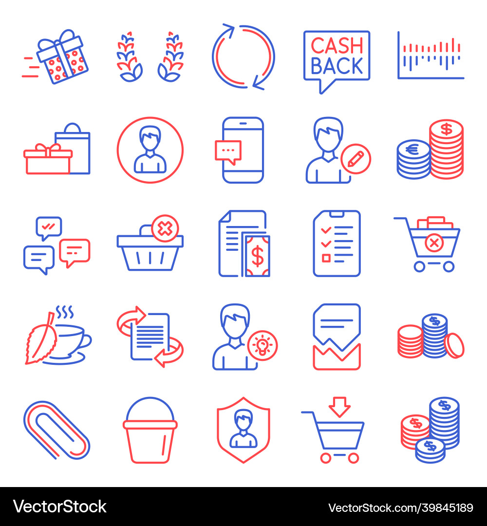 Line icons set included icon as currency refresh Vector Image