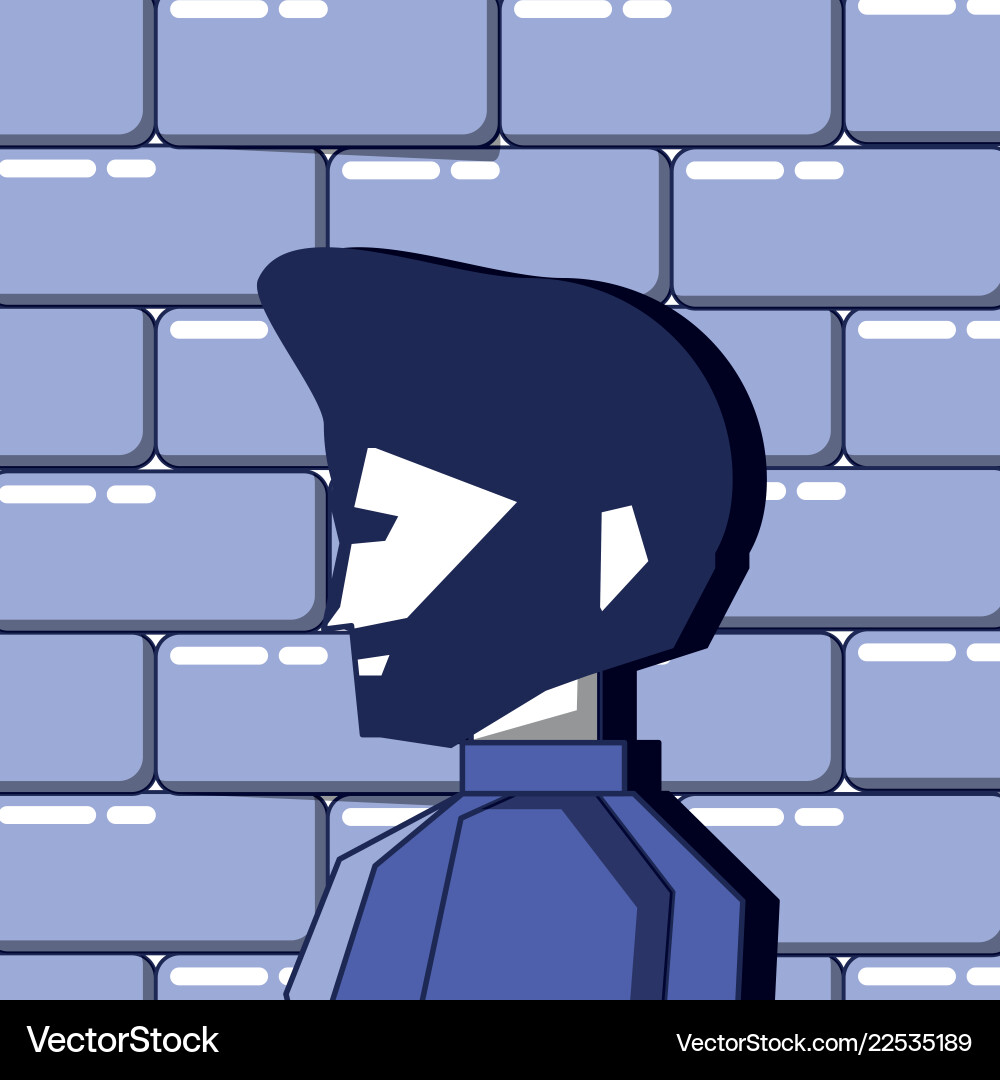 Man with wall privacy data Man with wall privacy data Vector Image