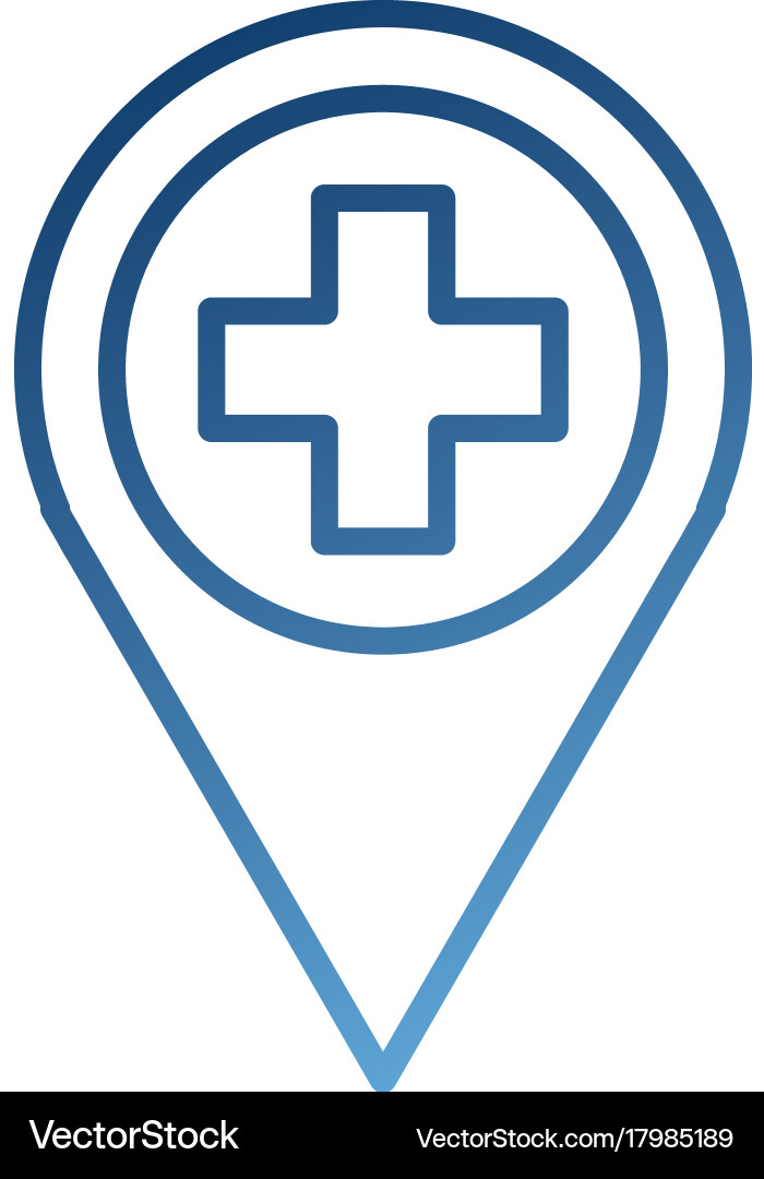 Map pointer icon with cross hospital symbol vector image