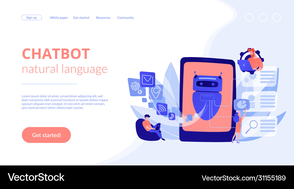 Natural language processing concept landing page Natural language processing concept landing page Vector Image