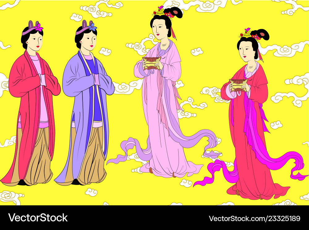 Set für chinesische Frauen von Yuan oder mongol dyn Set für chinesische Frauen von Yuan oder mongol dyn vektorbild