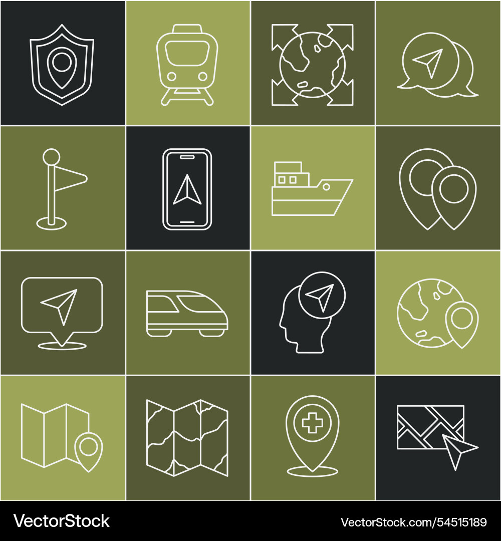 Set line city map navigation location the globe Set line city map navigation location the globe vector image