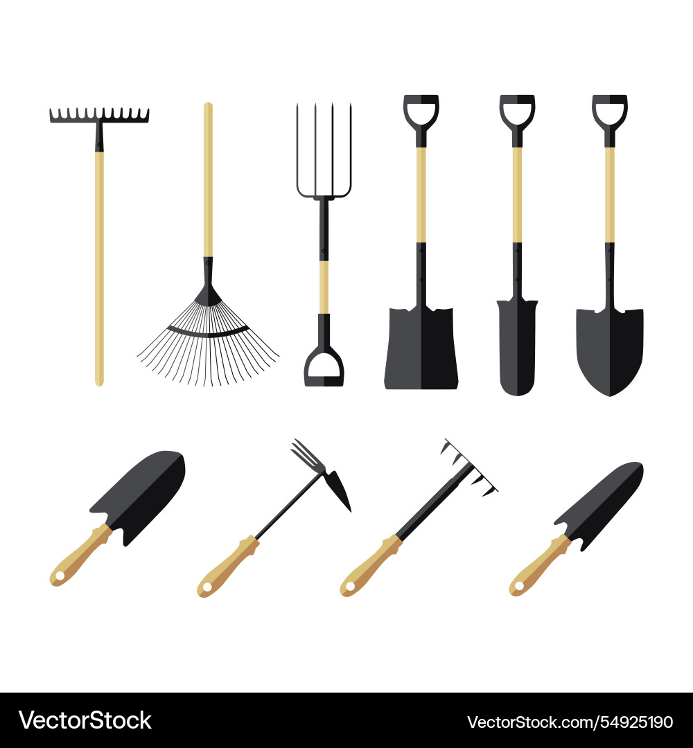A set of colored garden equipment icons A set of colored garden equipment icons vector image