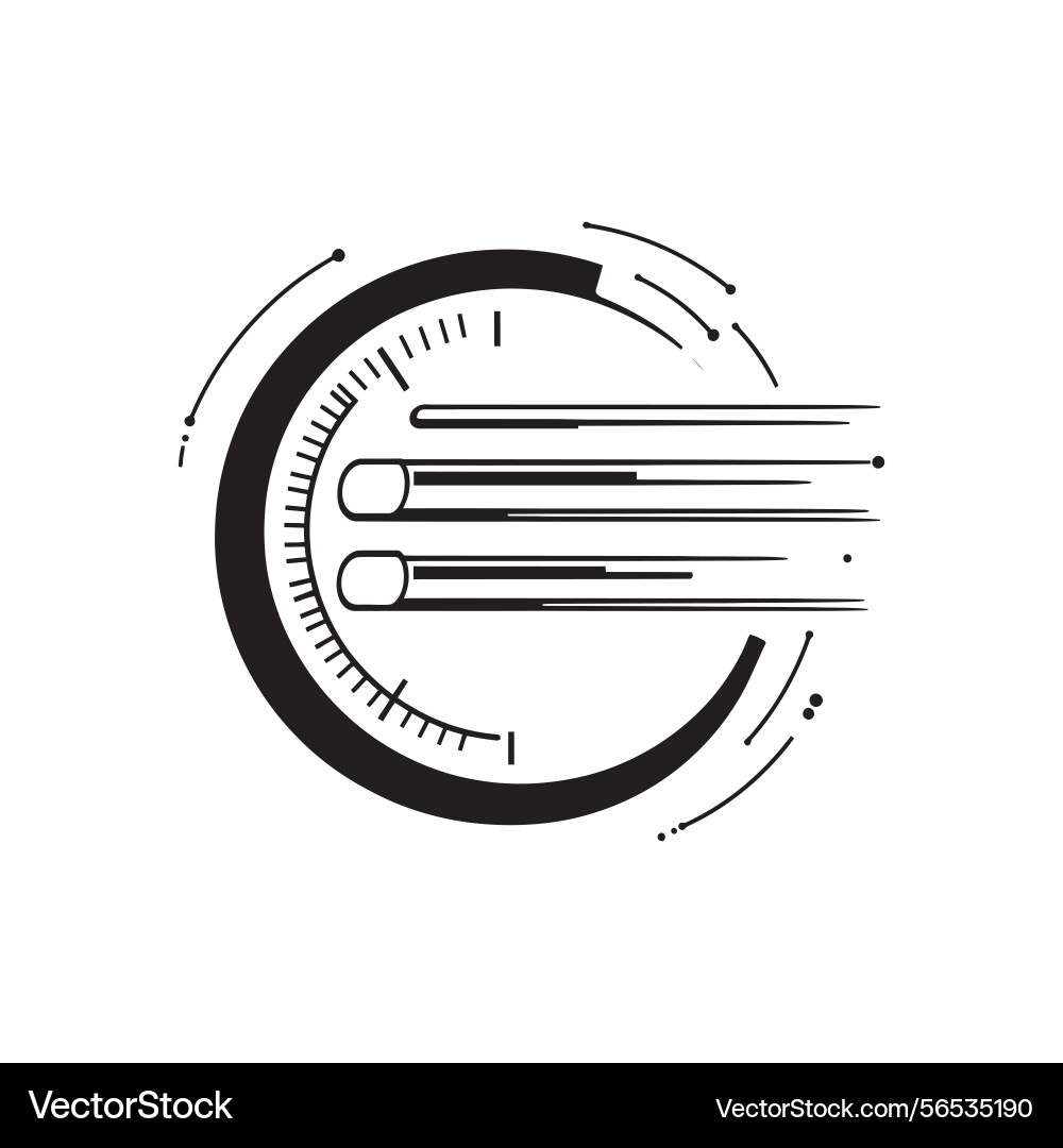 Abstract round shape with lines in black Vector Image