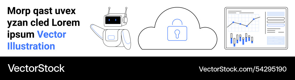 Ai robot cloud security and data analytics - key Ai robot cloud security and data analytics - key vector image