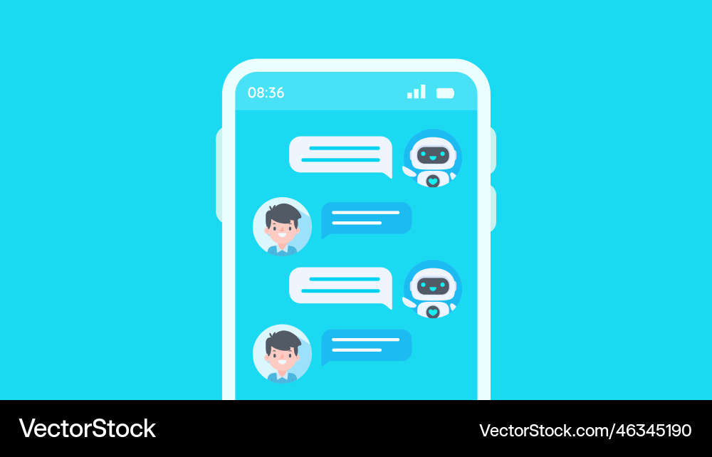 Auto reply system with intelligent robots provide vector image