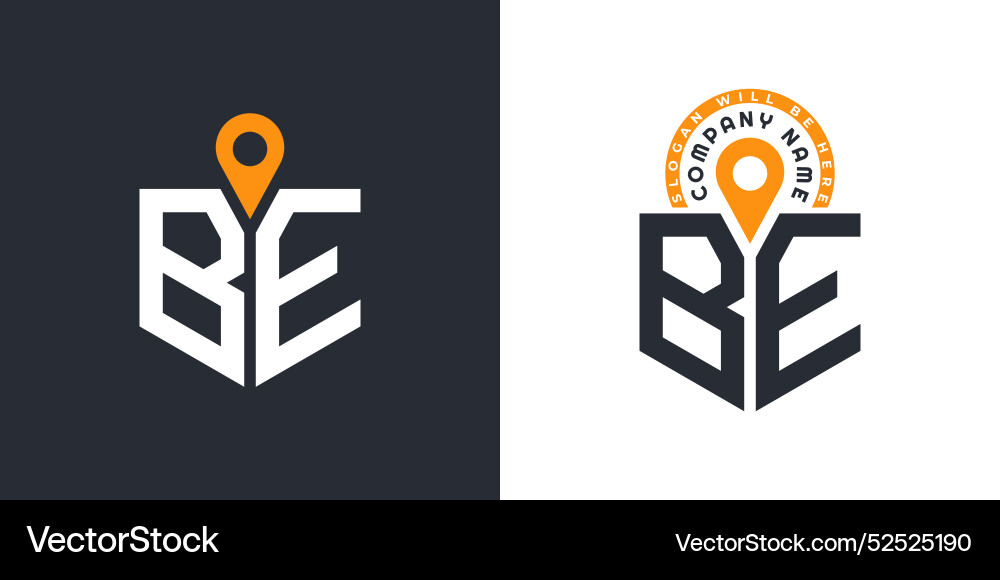 Be location logo bundle letter dual icons Vector Image