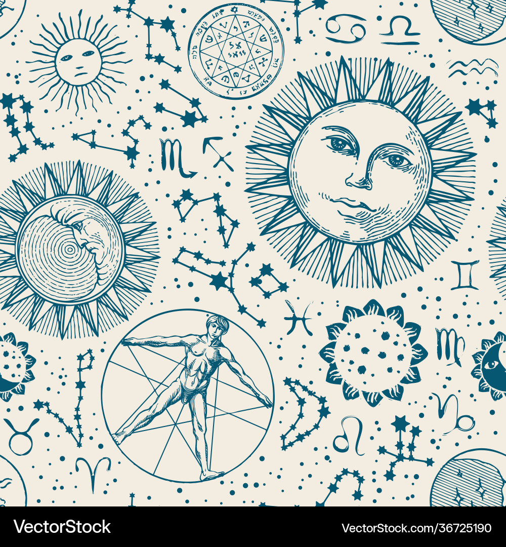 Celestial Zodiac Pattern Vector Image