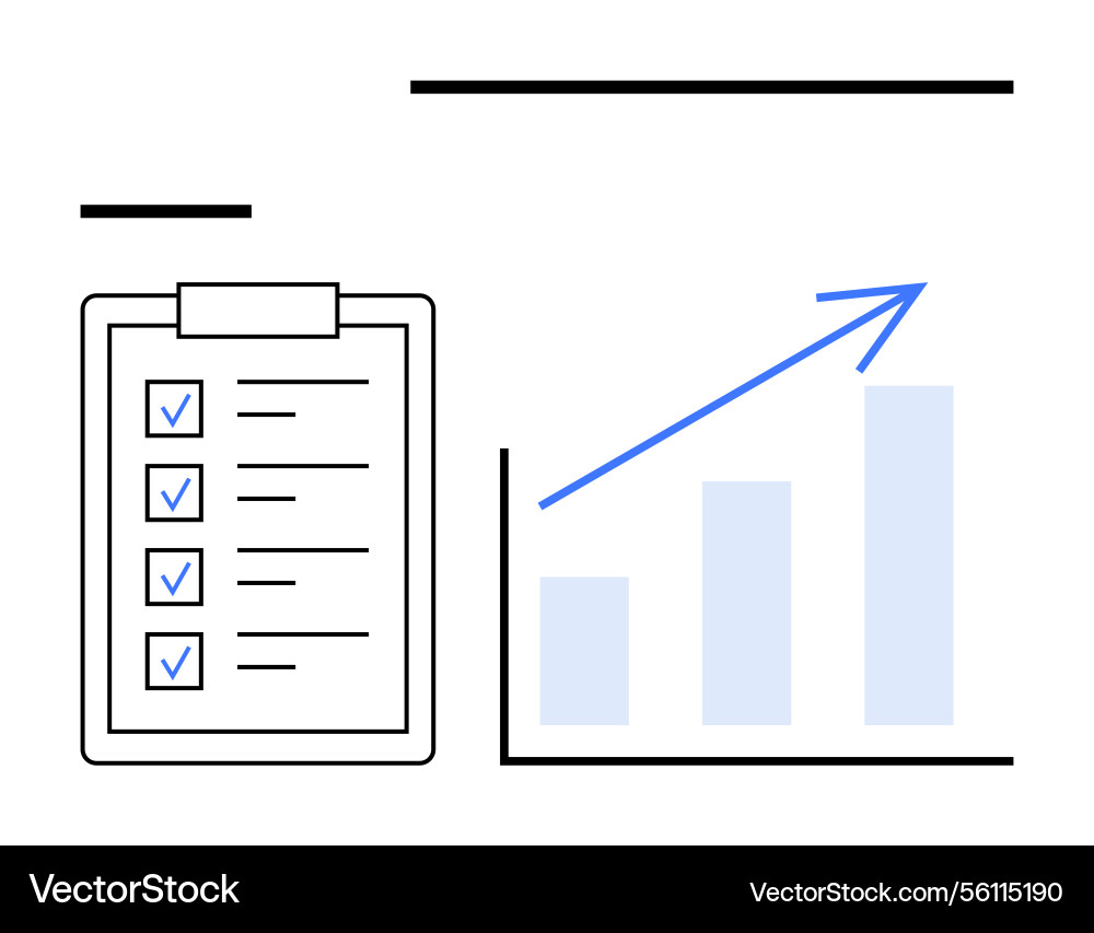 Checklist and bar graph representing progress Checklist and bar graph representing progress vector image