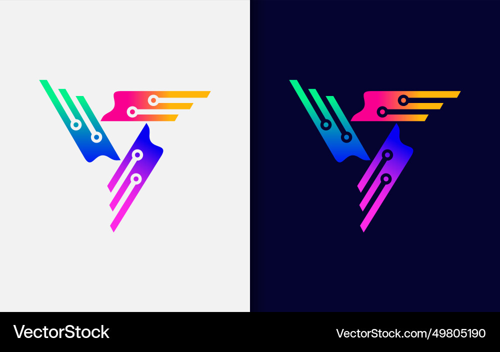Colorful gradient triangle symbol made from Vector Image