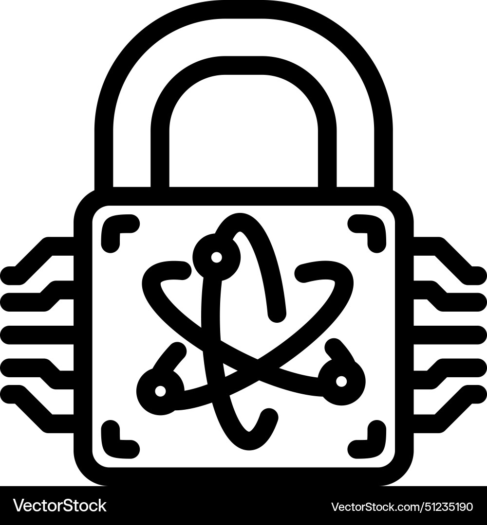 Cryptography quantum technology line icon Cryptography quantum technology line icon vector image