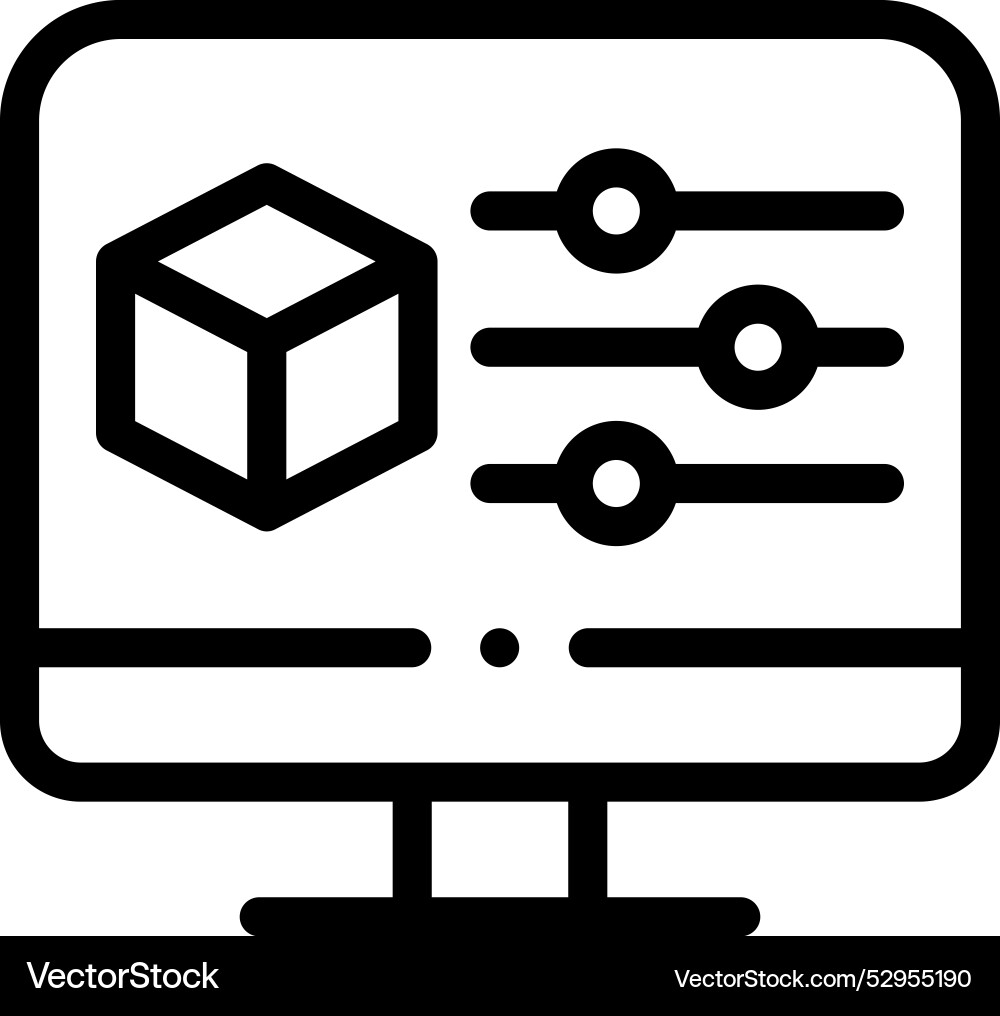 Cube icon thin linear style design isolated Cube icon thin linear style design isolated vector image