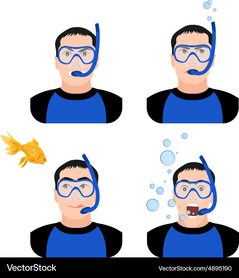 Diving design concept set with instructor Vector Image