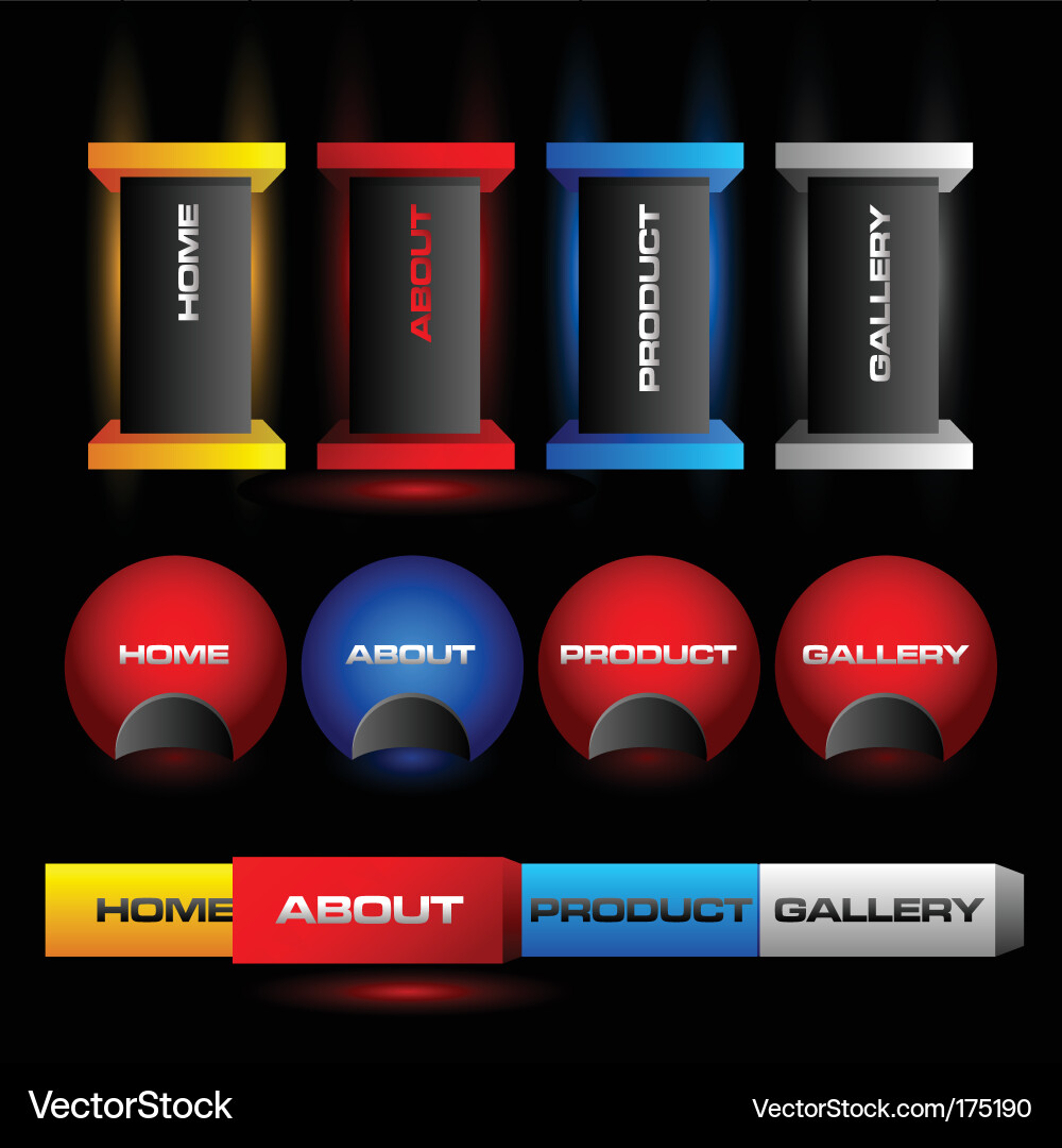 Editable website buttons Vector Image