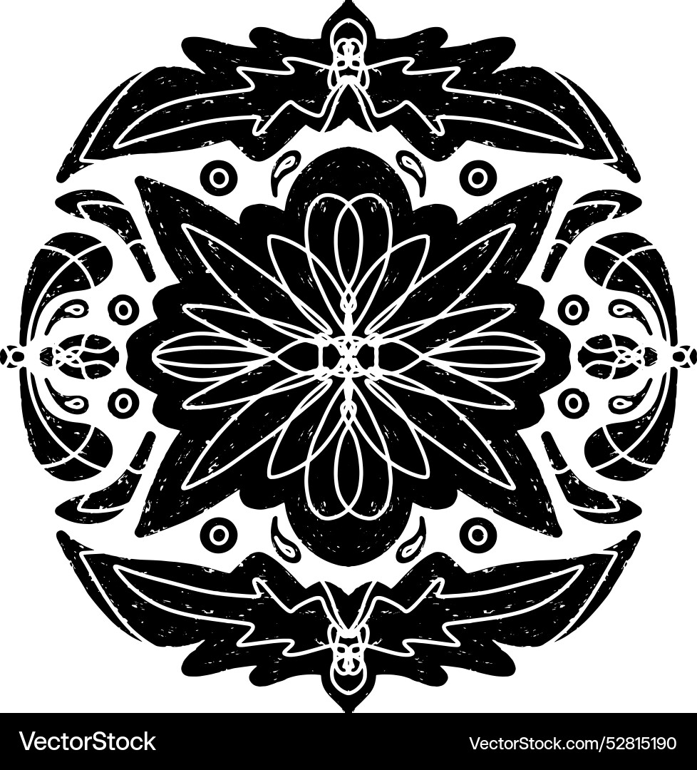 Pattern symmetrical in linocut style texture Pattern symmetrical in linocut style texture Vector Image