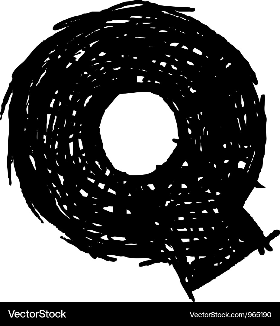 Q - hand drawn character sketch font Vector Image
