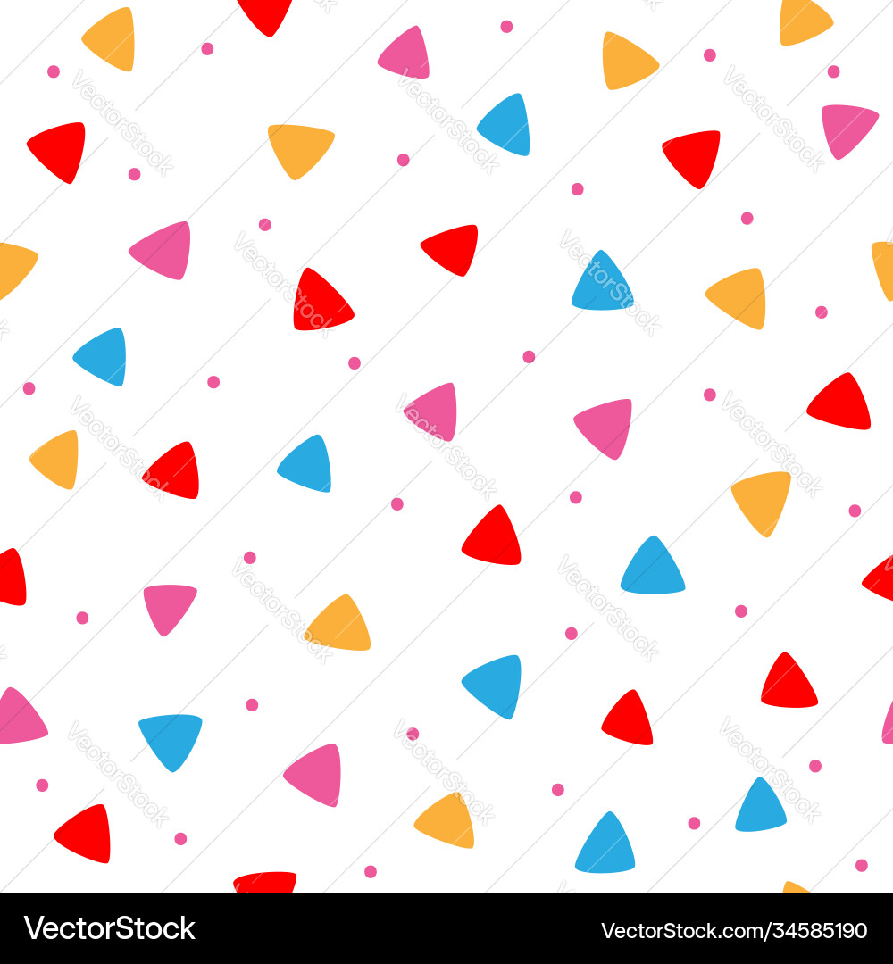 Scattered coloured round dots and triangles Scattered coloured round dots and triangles vector image