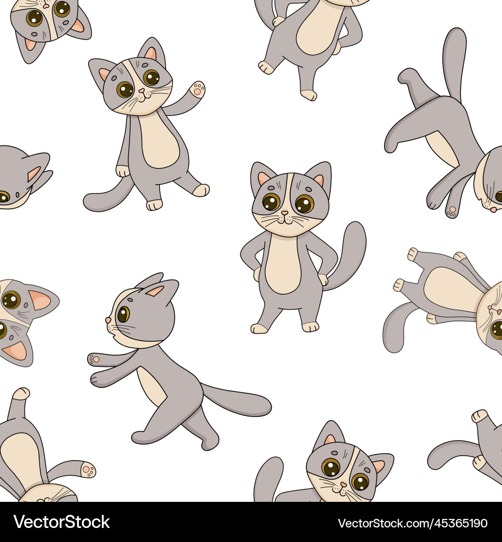 Seamless pattern with animals hand drawn childish Vector Image