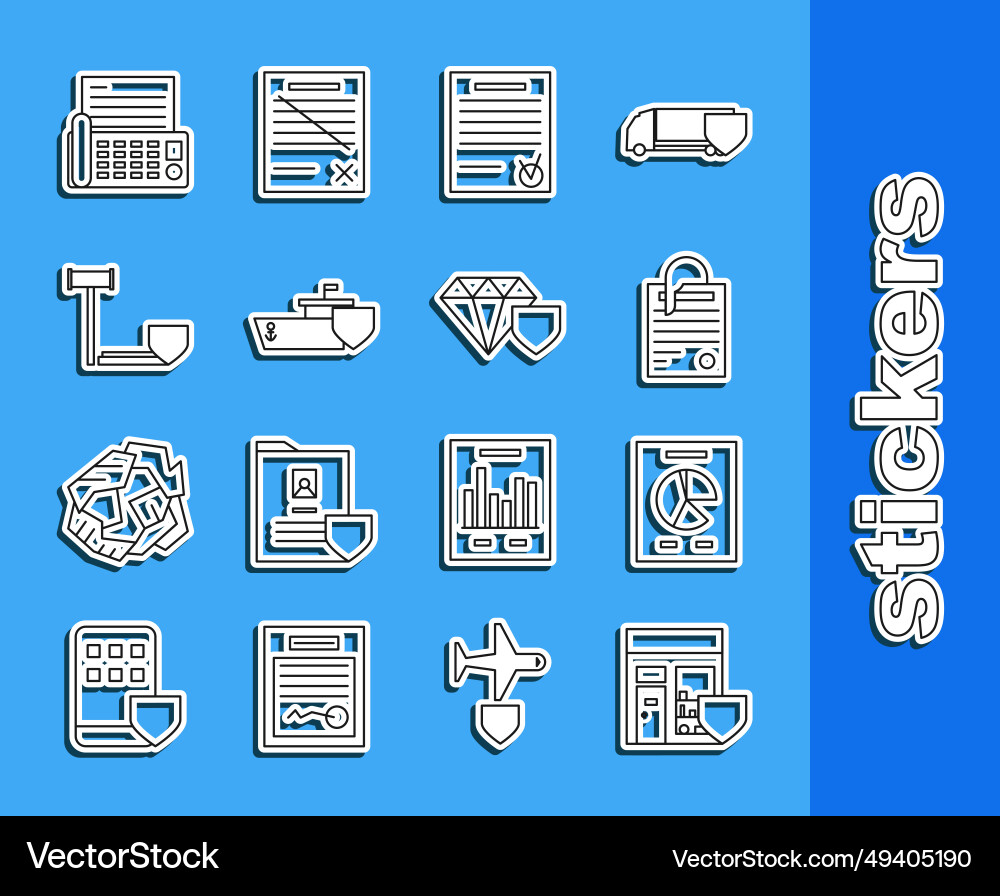 Set line shopping building with shield document Set line shopping building with shield document Vector Image