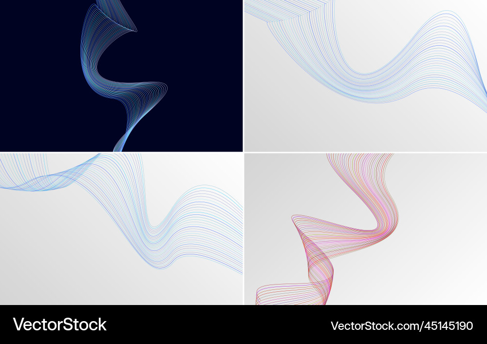 Set of 4 abstract wave backgrounds for a unique Vector Image