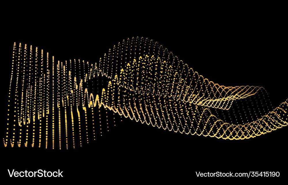 Sound wave from node gold interface big data flow Sound wave from node gold interface big data flow vector image