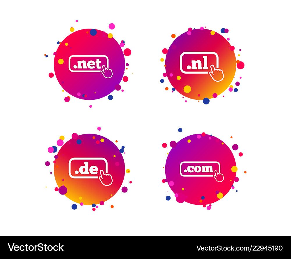 Top-level domains signs de com net and nl Vector Image