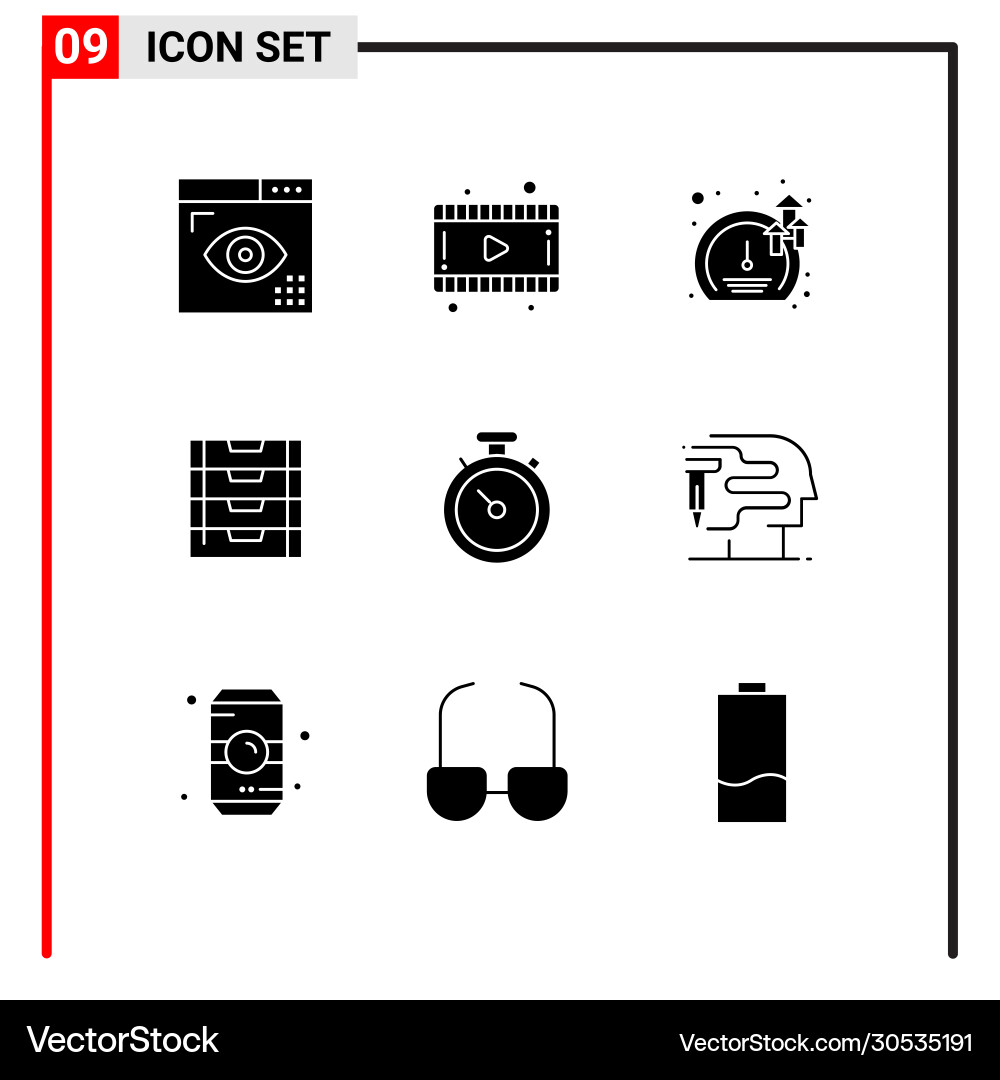 9 universal solid glyphs set for web and mobile Vector Image