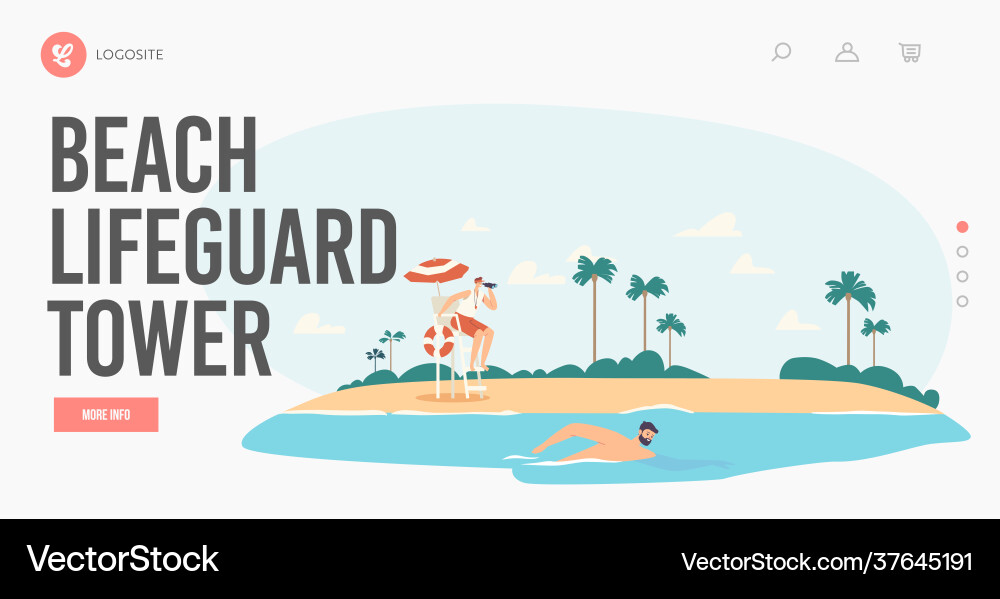 Beach Lifeguard Tower Landing Page Template Beach Lifeguard Tower Landing Page Template vektorbild