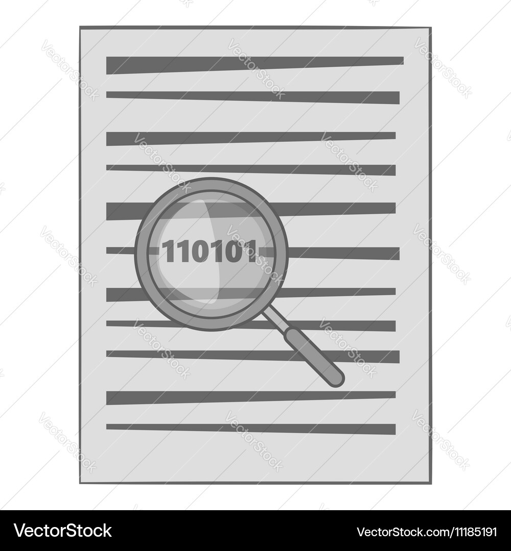 Binary code in magnifier icon monochrome style Vector Image