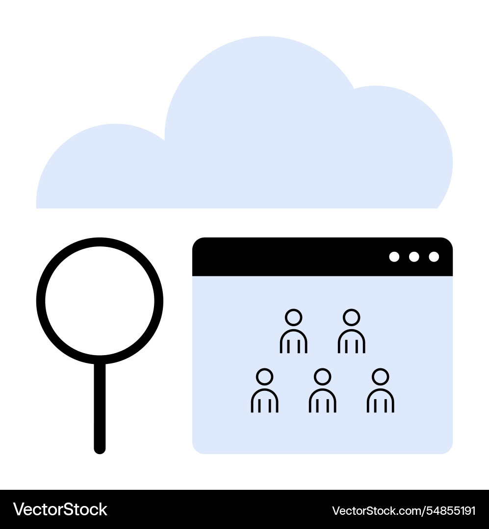 Cloud-based user search and connection concept Vector Image