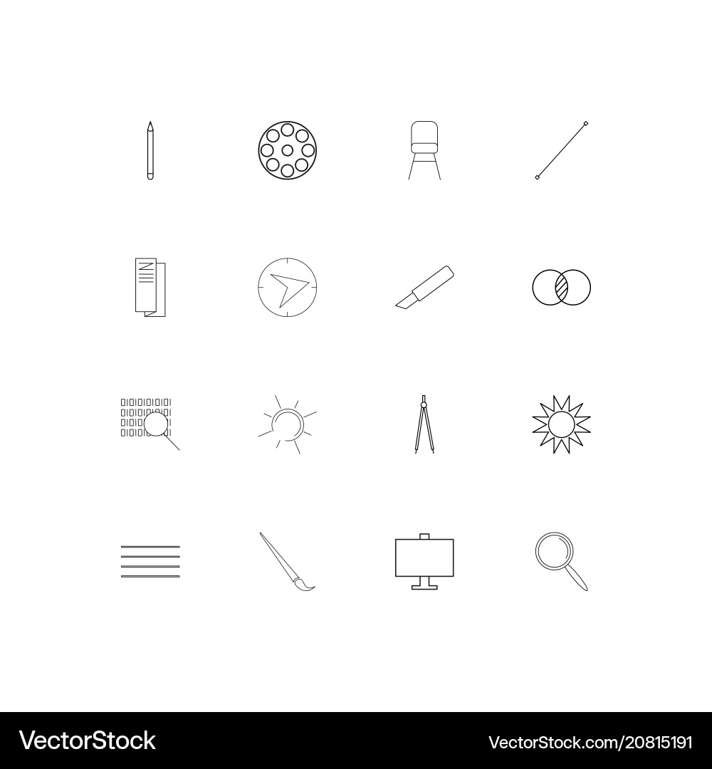 Creative process and design linear thin icons set vector image
