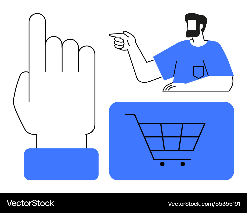 Digital shopping interaction click to add cart Digital shopping interaction click to add cart vector image