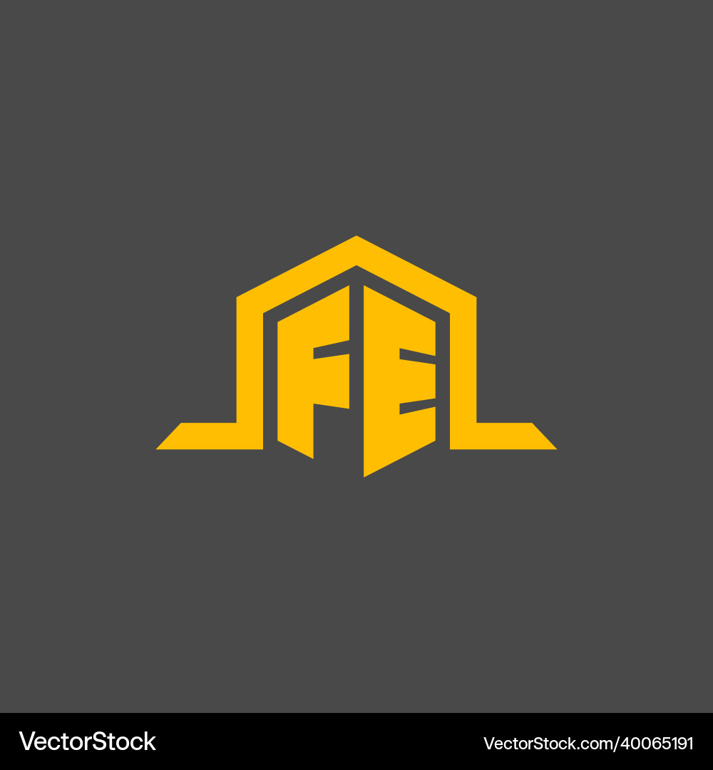 Fe monogram initial logo with hexagon style design Vector Image