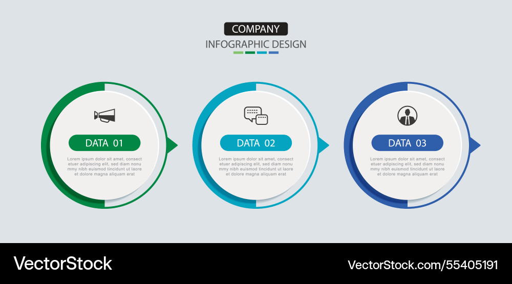 Infographics circle timeline with 3 number data Infographics circle timeline with 3 number data vector image