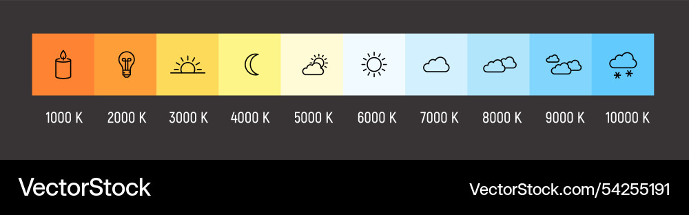 Kelvin Temperature Scale Gradient Chart vector image