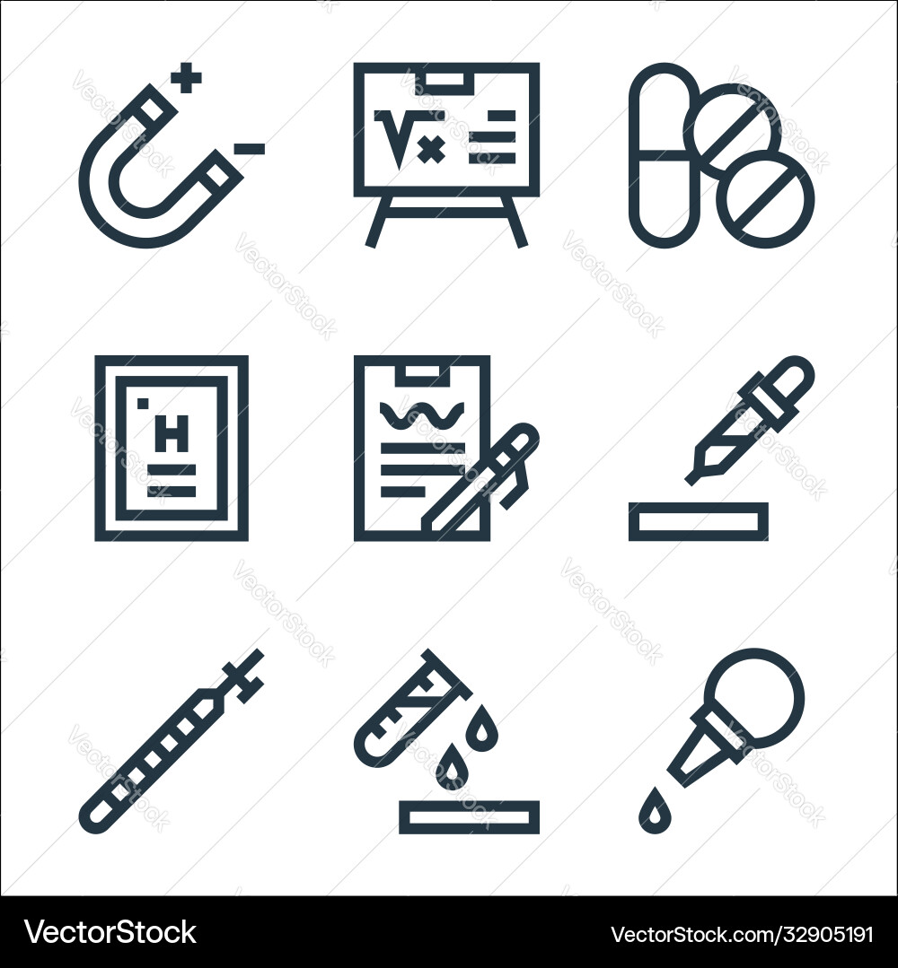 Laboratory line icons linear set quality Laboratory line icons linear set quality Vector Image